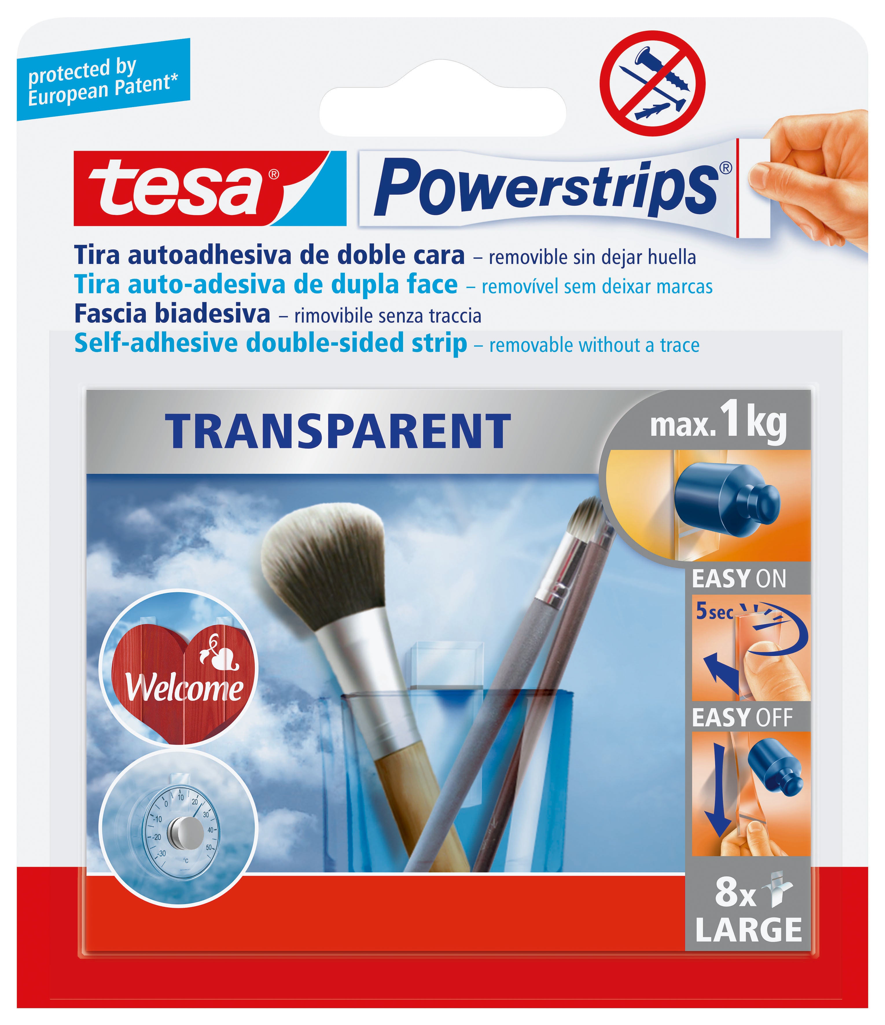 Tesa powerstrips 8 strisce biadesive large