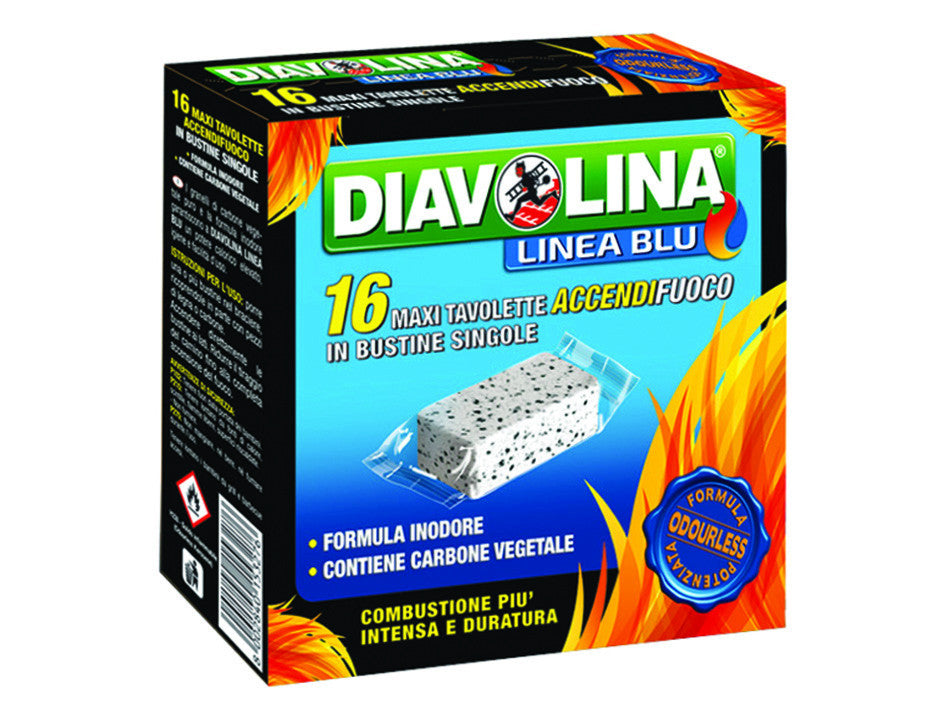 Diavolina accendifuoco lignite - conf. 16 tavolette maxi